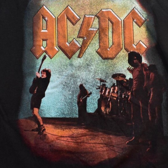 AC DC Mens AC/DC Black Distressed Retro Graphic Tank Top Shirt New - Picture 2 of 3